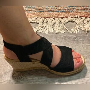 Black and Woven Wedges